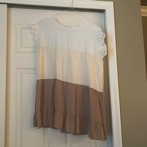 Brown, white, and cream Babydoll shirt dress